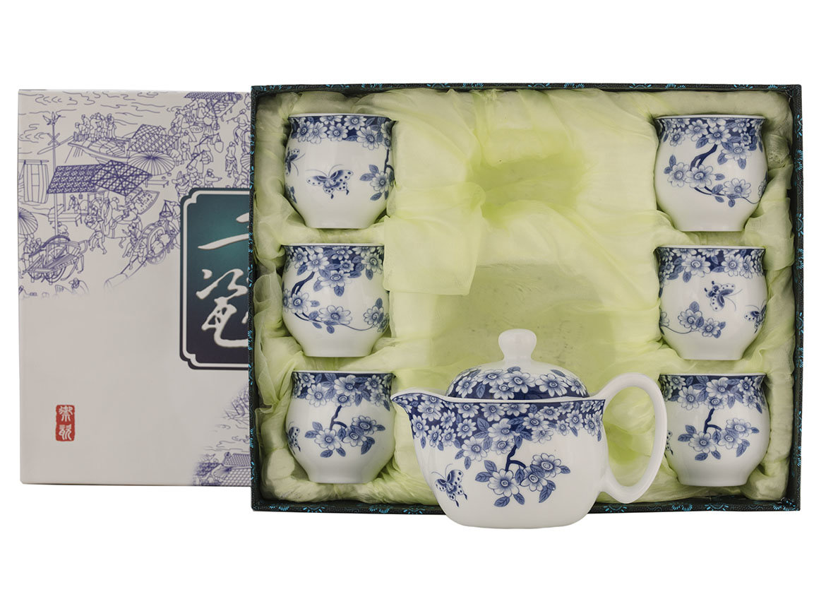 Set for tea ceremony (7 items) # 41989, porcelain: teapot 340 ml, six cups 117 ml.
