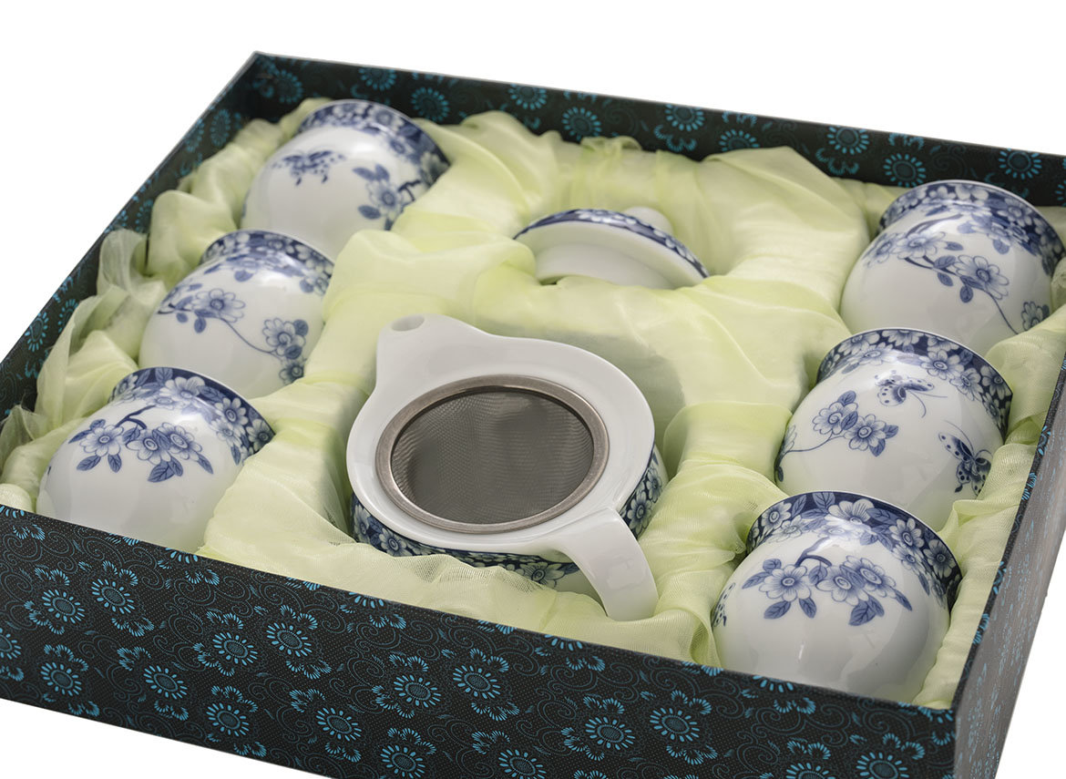 Set for tea ceremony (7 items) # 41989, porcelain: teapot 340 ml, six cups 117 ml.