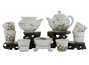 Набор посуды для чайной церемонии из 9 предметов # 41991, фарфор: чайник 220 мл, гундаобэй 200 мл, сито, 6 пиал по 45 мл.