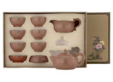 Set for tea ceremony (9 items) # 41995, porcelain: teapot 200 ml, gundaobey 200 ml, teamesh, six cups 65 ml.