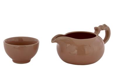 Set for tea ceremony (9 items) # 41995, porcelain: teapot 200 ml, gundaobey 200 ml, teamesh, six cups 65 ml.