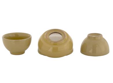 Set for tea ceremony (9 items) # 41996, porcelain: teapot 200 ml, gundaobey 200 ml, teamesh, six cups 65 ml.