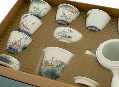Set for tea ceremony (9 items) # 42001, porcelain: teapot 190 ml, gundaobey 200 ml, teamesh, six cups 60 ml.