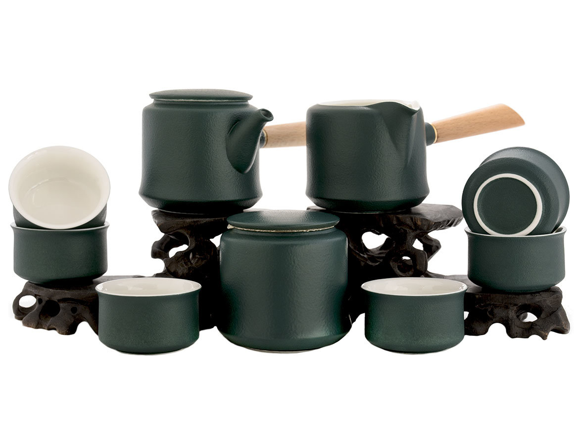 Набор посуды для чайной церемонии из 9 предметов # 42006, фарфор: чайник 230 мл, гундаобэй 230 мл, 6 пиал по 60 мл, чайница