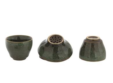 Set for tea ceremony (9 items) # 42008, porcelain: teapot 200 ml, gundaobey 200 ml, teamesh, six cups 58 ml.