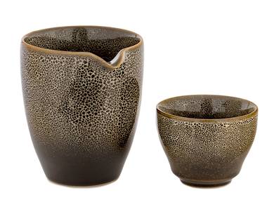 Set for tea ceremony (9 items) # 42009, porcelain: teapot 200 ml, gundaobey 200 ml, teamesh, six cups 58 ml.