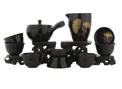 Набор посуды для чайной церемонии из 9 предметов # 42012, фарфор: чайник 190 мл, гундаобэй 200 мл, сито, 6 пиал по 60 мл.