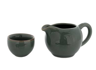 Set for tea ceremony (9 items) # 42015, porcelain: teapot 220 ml, gundaobey 210 ml, teamesh, six cups 50 ml.