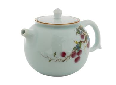 Набор посуды для чайной церемонии из 9 предметов # 42018, фарфор: чайник 215 мл, гундаобэй 200 мл, сито, 6 пиал по 56 мл.