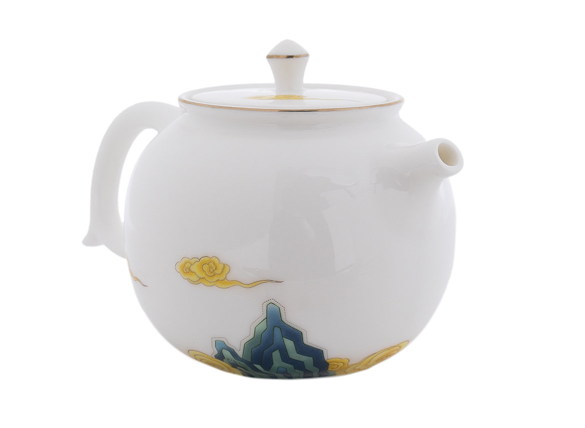 Set for tea ceremony (9items) # 42019, porcelain: teapot 225 ml, gundaobey 210 ml, teamesh, six cups 60 ml.