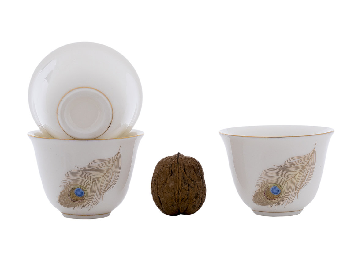 Set for tea ceremony (9items) # 42020, porcelain: teapot 225 ml, gundaobey 210 ml, teamesh, six cups 60 ml.