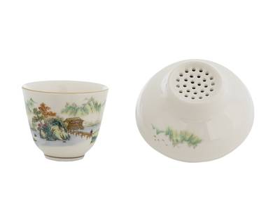 Set for tea ceremony (9 items) # 42032, porcelain: teapot 220 ml, gundaobey 200 ml, teamesh, six cups 52 ml.