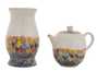 Набор посуды для чайной церемонии из 10 предметов # 42035, фарфор: чайник 200 мл, гундаобэй 200 мл, сито, 6 пиал по 54 мл, вазочка