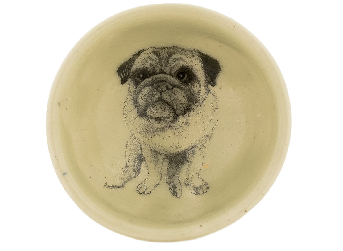 Cup handmade Moychay # 42064, Artistic image 'Pug', ceramic/hand painting, 60 ml.