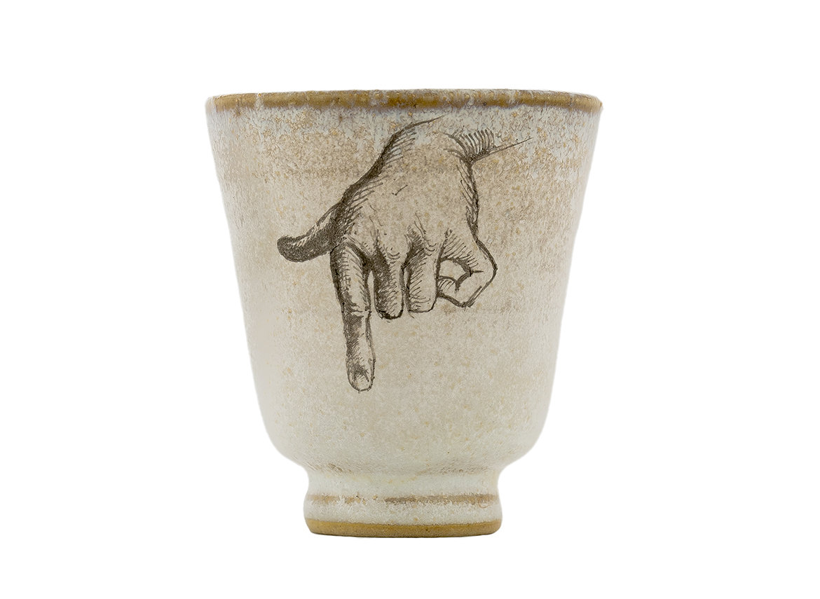 Cup handmade Moychay # 42073, Artistic image 'Finger', ceramic/hand painting, 25 ml.