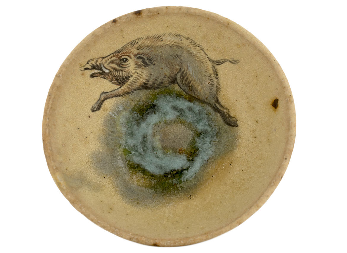 Cup handmade Moychay # 42077, Artistic image 'Boar and lake', ceramic/hand painting, 24 ml.