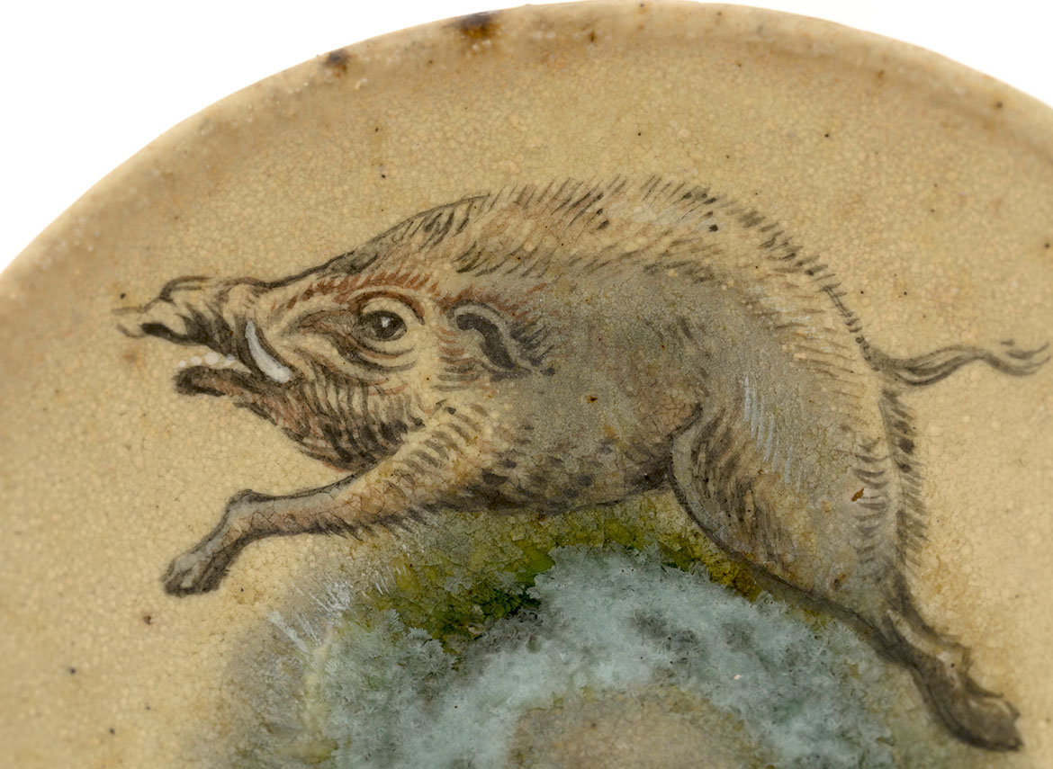 Cup handmade Moychay # 42077, Artistic image 'Boar and lake', ceramic/hand painting, 24 ml.