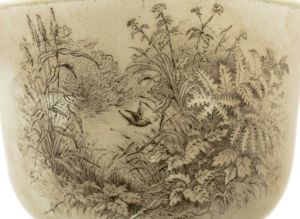 Гундаобэй (чахай) ручная работа Мойчай # 42081, Художественный образ "Гнездо", керамика/ручная роспись, 222 мл.