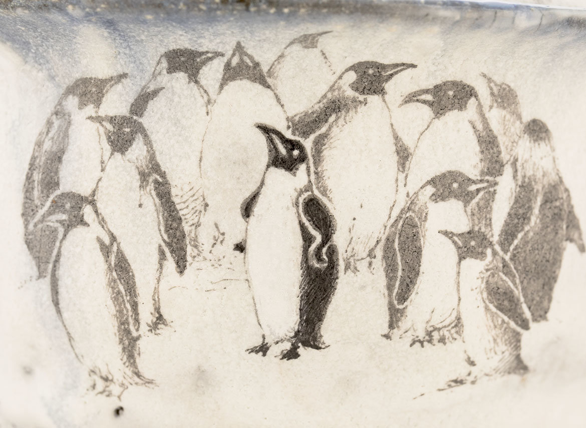 Гайвань ручная работа Мойчай # 42082, Художественный образ "Самый умный пингвин", керамика/ручная роспись, 172 мл.