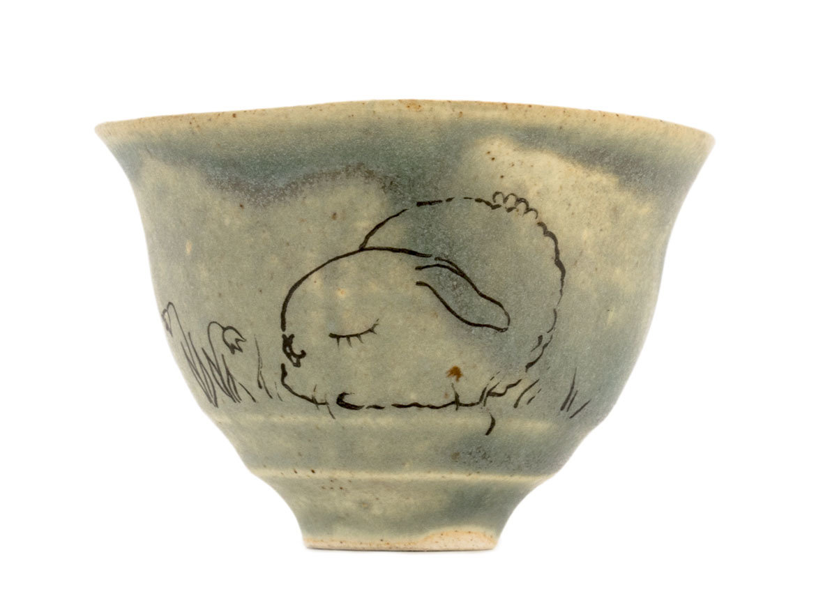 Cup handmade Moychay # 42143, 'Sleepyhead', series of 'Sunny bunnies', ceramic/hand painting, 74 ml.