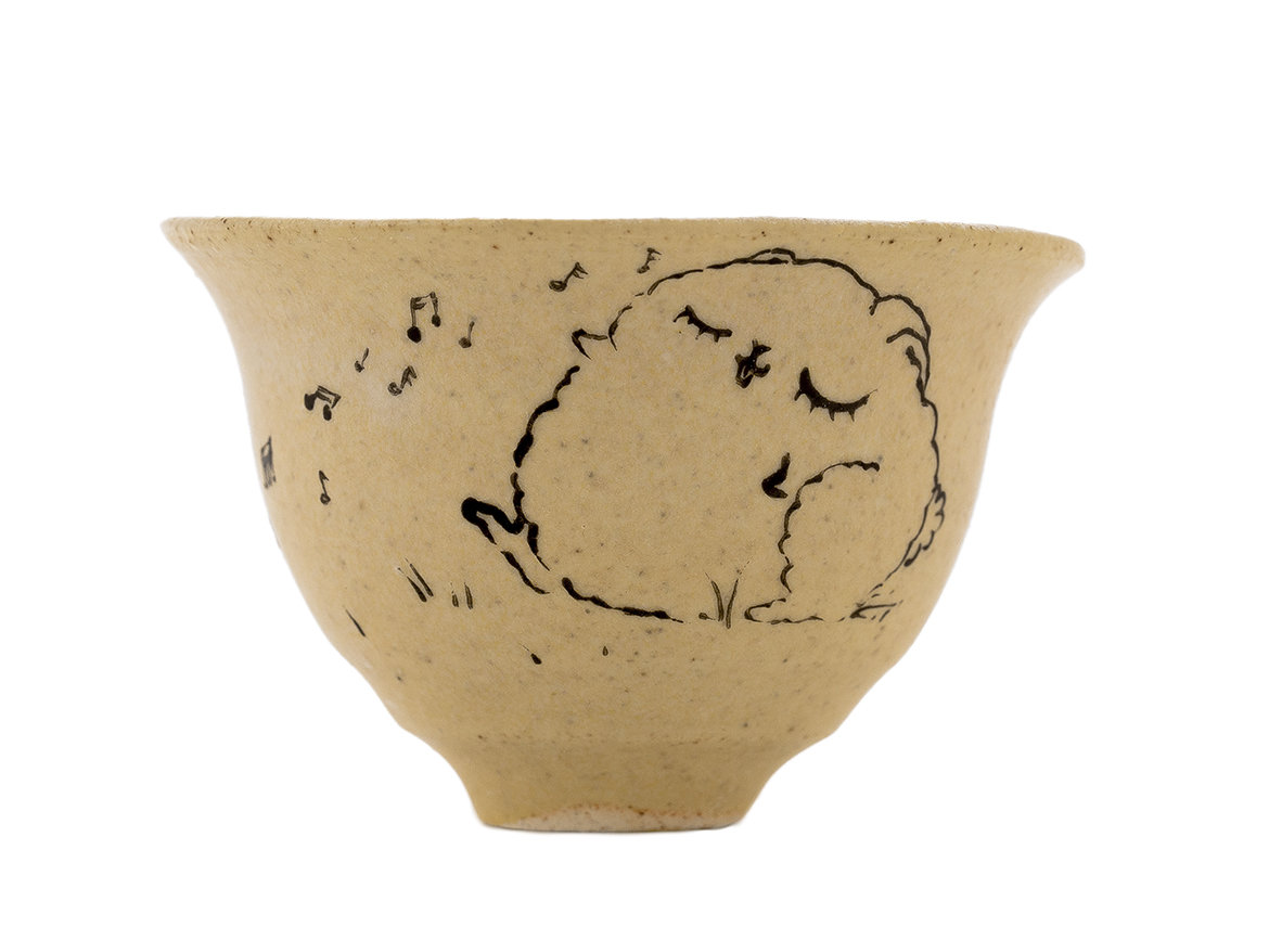 Cup handmade Moychay # 42144, 'Chant', series of 'Sunny bunnies', ceramic/hand painting, 74 ml.