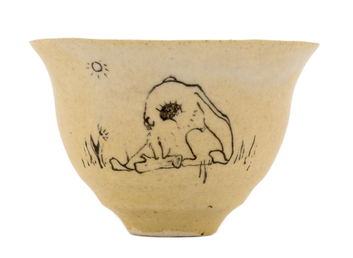Cup handmade Moychay # 42159, 'Heat', series of 'Sunny bunnies', ceramic/hand painting, 74 ml.