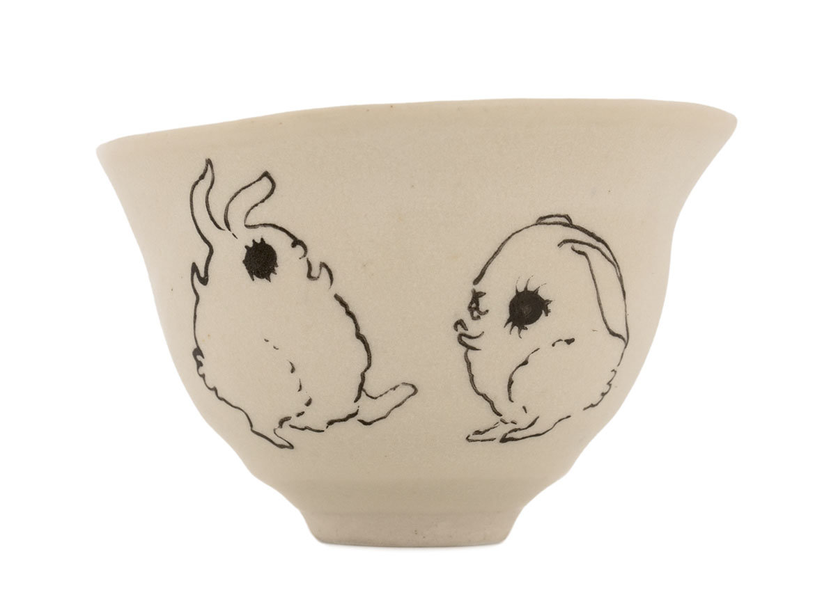 Cup handmade Moychay # 42163, 'Salochki 16', series of 'Sunny bunnies', ceramic/hand painting, 74 ml.