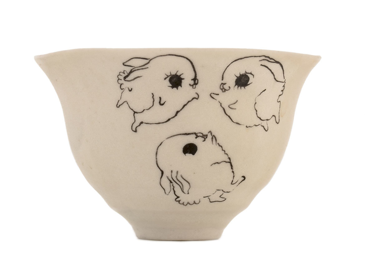 Cup handmade Moychay # 42170, 'Salochki 1', series of 'Sunny bunnies', ceramic/hand painting, 74 ml.