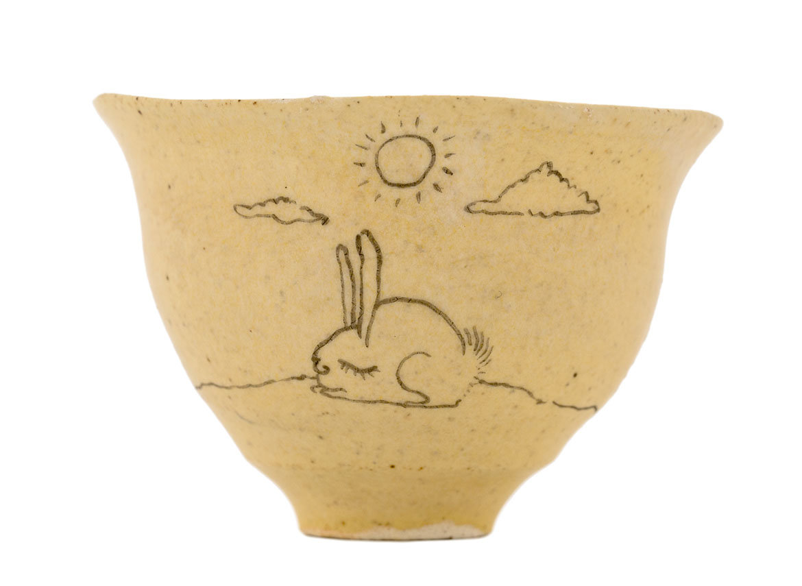Cup handmade Moychay # 42181, 'Noon 2', series of 'Sunny bunnies', ceramic/hand painting, 74 ml.