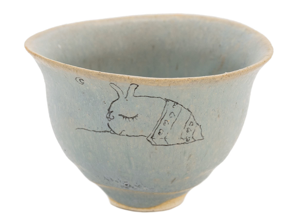Cup handmade Moychay # 42185, 'Blanketule', series of 'Sunny bunnies', ceramic/hand painting, 74 ml.