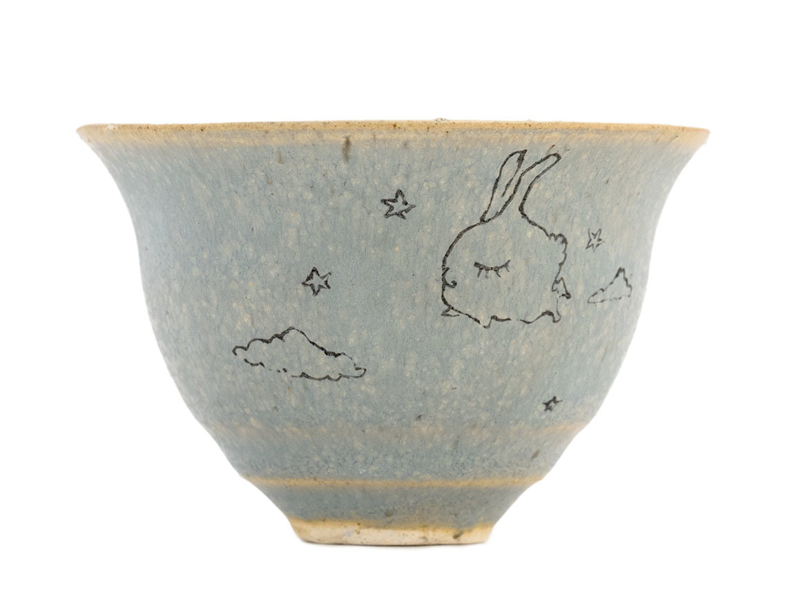 Cup handmade Moychay # 42187, 'In a dream', series of 'Sunny bunnies', ceramic/hand painting, 74 ml.