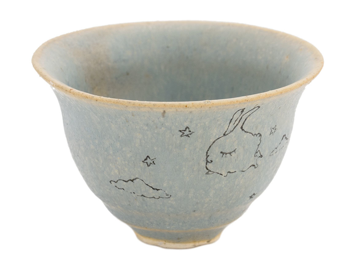 Cup handmade Moychay # 42187, 'In a dream', series of 'Sunny bunnies', ceramic/hand painting, 74 ml.