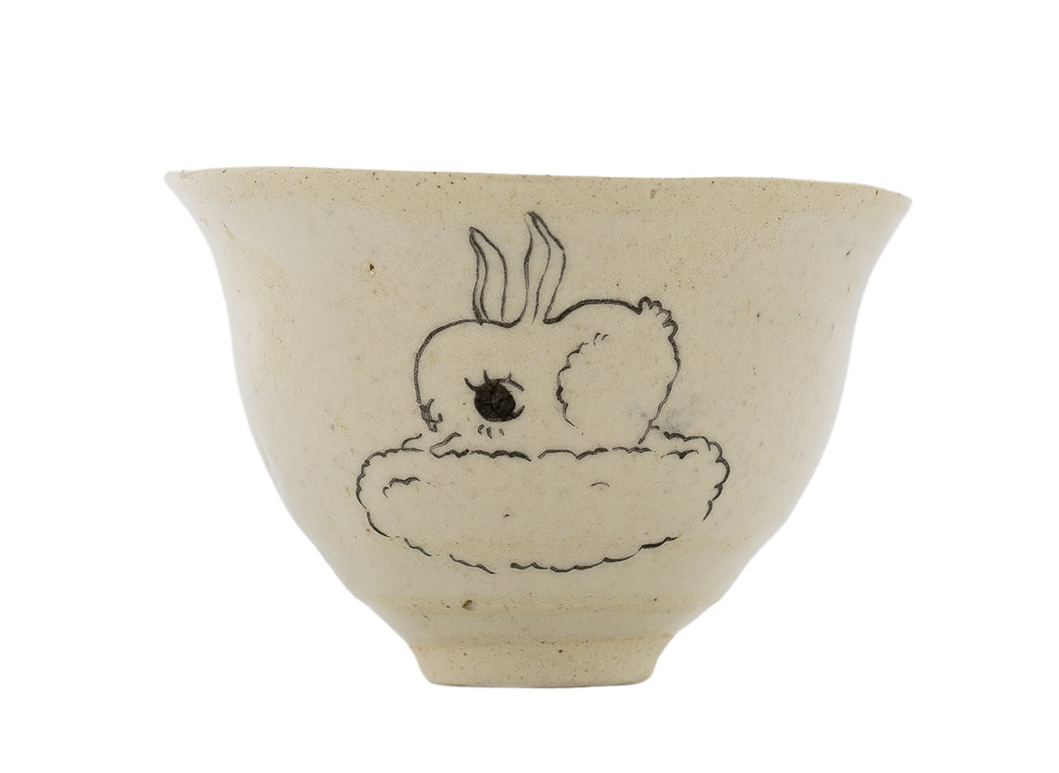 Cup handmade Moychay # 42188, 'Weightless', series of 'Sunny bunnies', ceramic/hand painting, 74 ml.