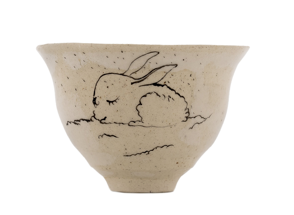 Cup handmade Moychay # 42190, 'Rest', series of 'Sunny bunnies', ceramic/hand painting, 74 ml.