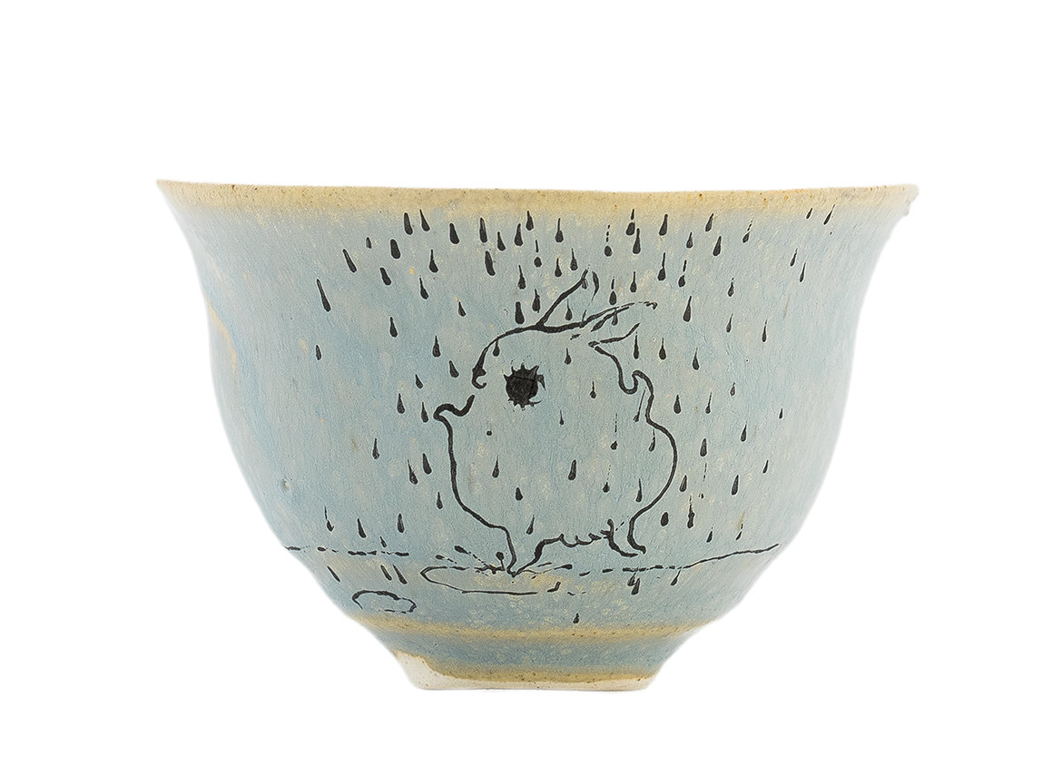 Cup handmade Moychay # 42192, 'Warm rain', series of 'Sunny bunnies', ceramic/hand painting, 74 ml.