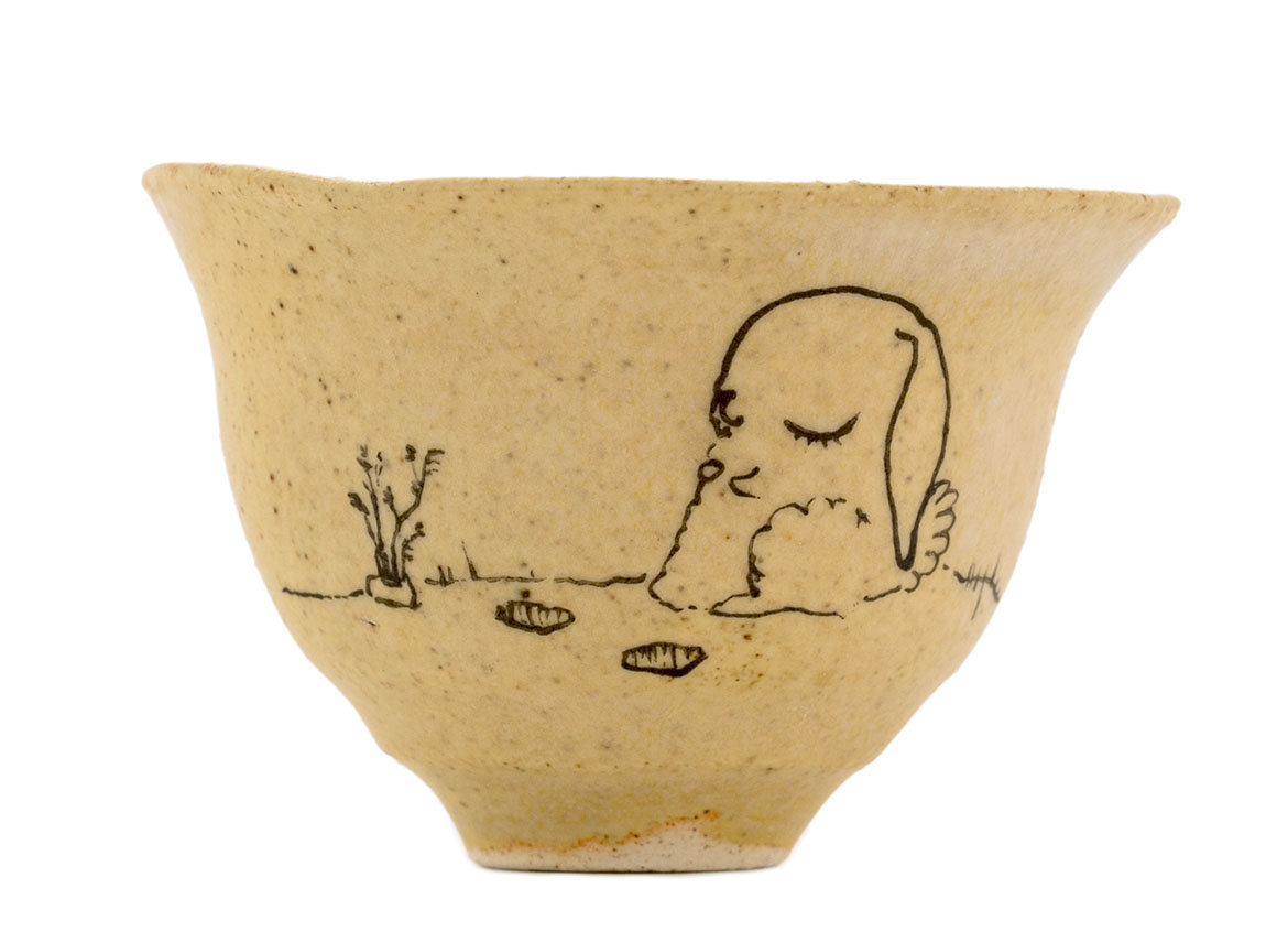 Cup handmade Moychay # 42194, 'The glutton', series of 'Sunny bunnies', ceramic/hand painting, 74 ml.