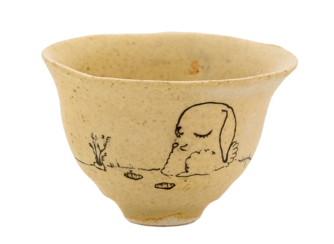 Cup handmade Moychay # 42194, 'The glutton', series of 'Sunny bunnies', ceramic/hand painting, 74 ml.