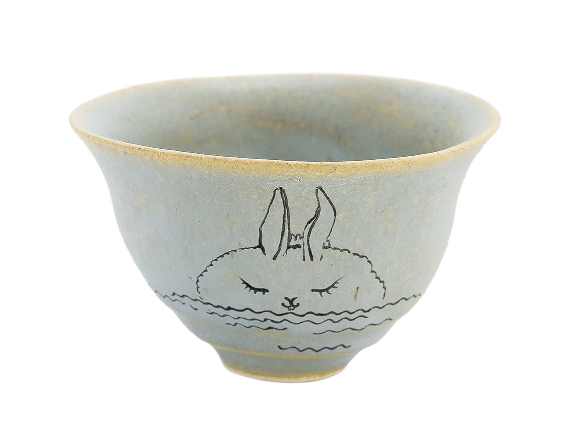 Cup handmade Moychay # 42198, 'Big-eared boat', series of 'Sunny bunnies', ceramic/hand painting, 74 ml.