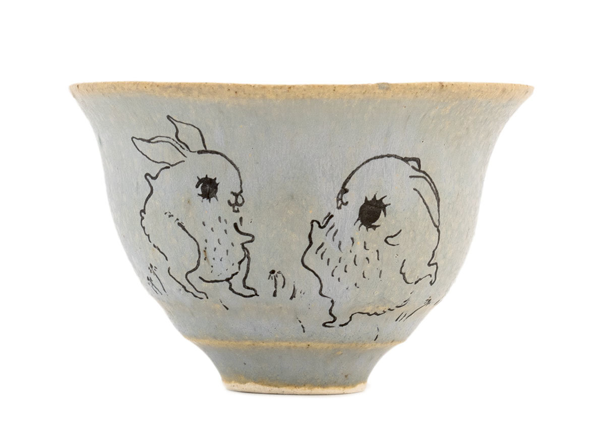 Cup handmade Moychay # 42208, 'Dance', series of 'Sunny bunnies', ceramic/hand painting, 74 ml.