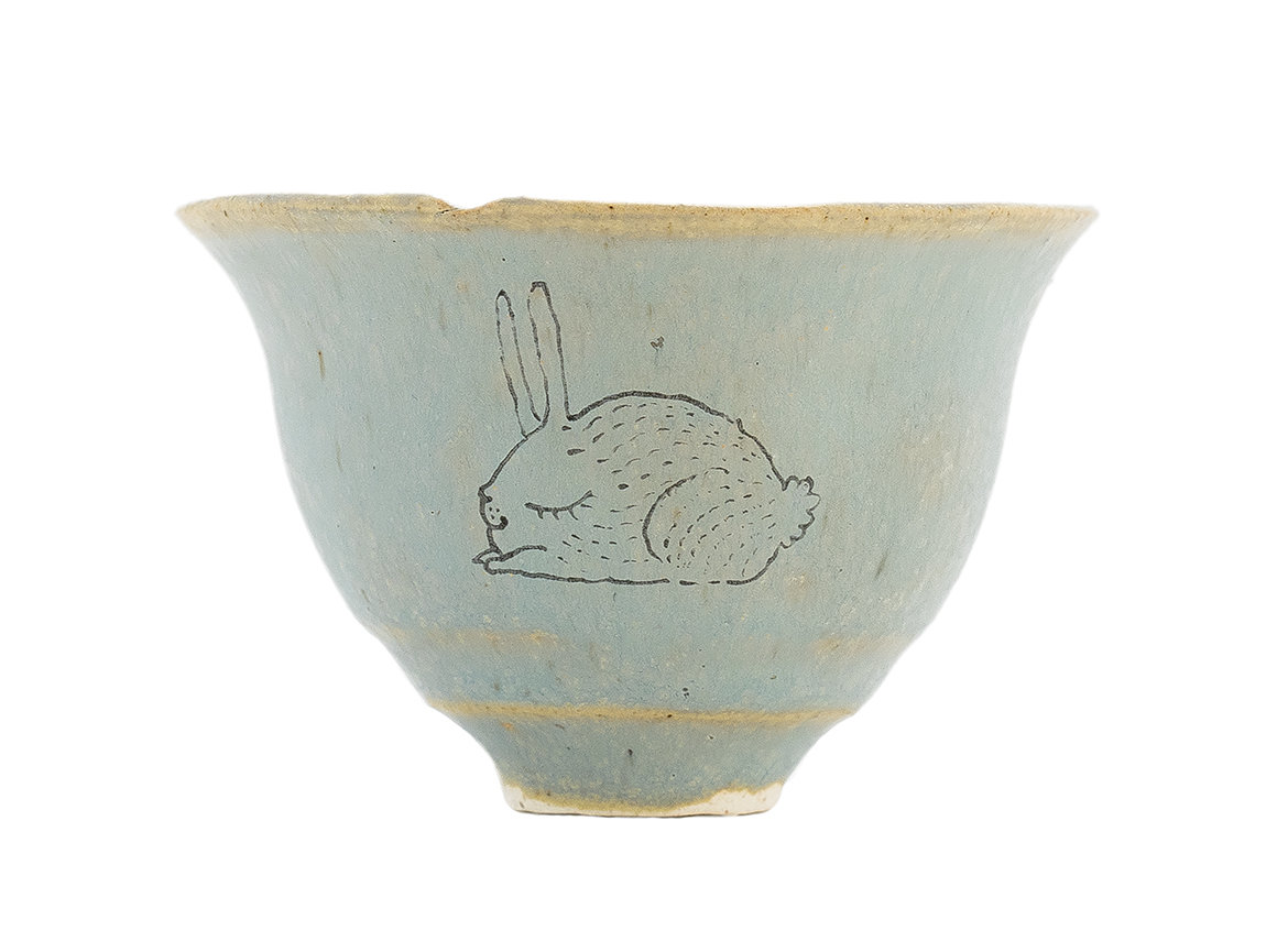 Cup handmade Moychay # 42218, 'Fluffy', series of 'Sunny bunnies', ceramic/hand painting, 74 ml.