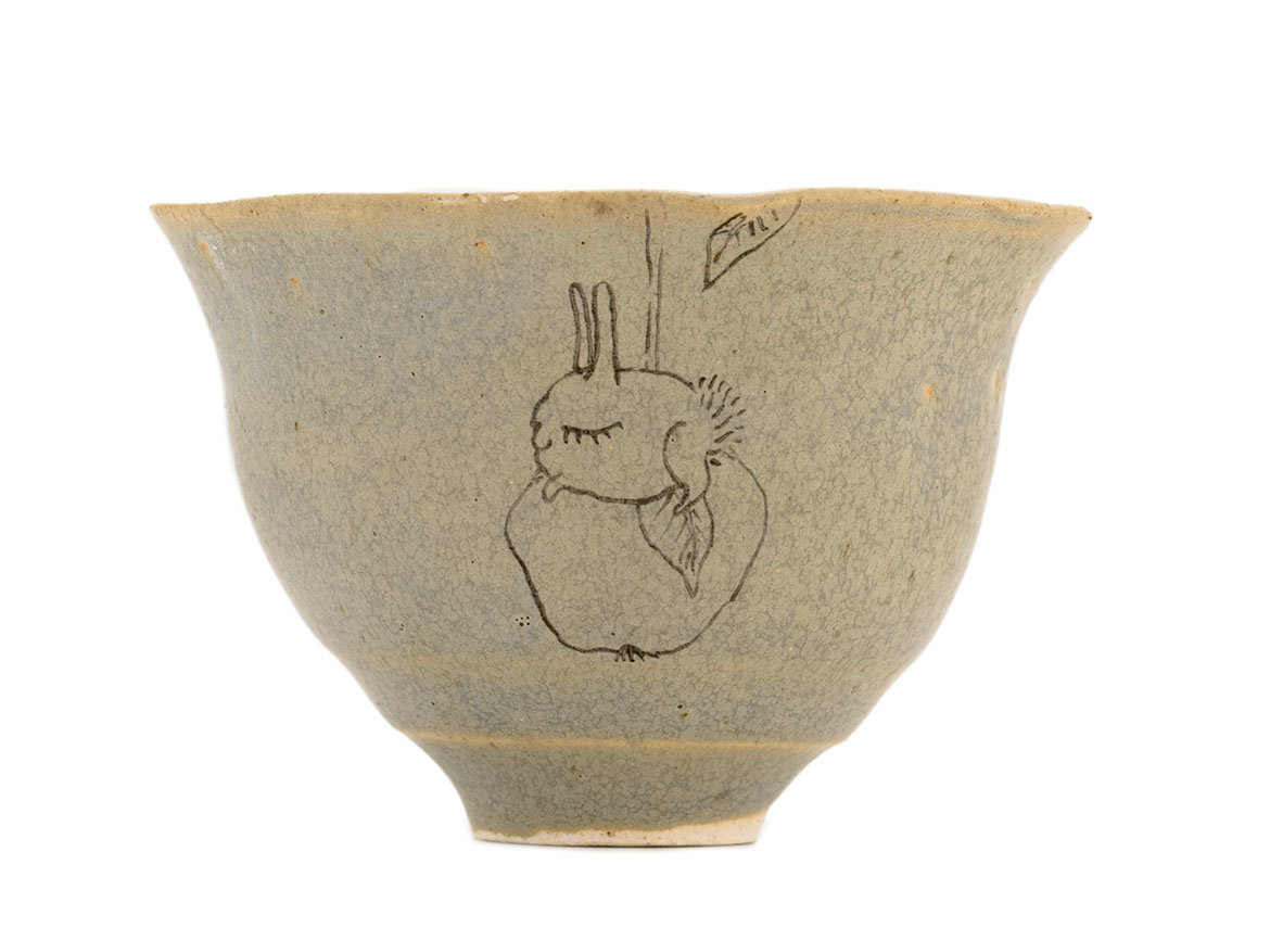 Cup handmade Moychay # 42223, 'Fruit Bunny', series of 'Sunny bunnies', ceramic/hand painting, 74 ml.