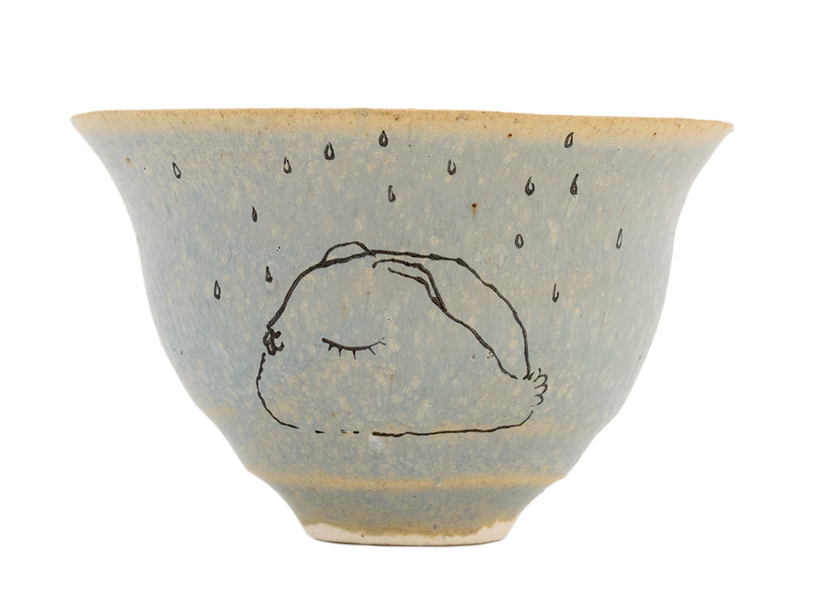 Cup handmade Moychay # 42224, 'Fine rain', series of 'Sunny bunnies', ceramic/hand painting, 74 ml.