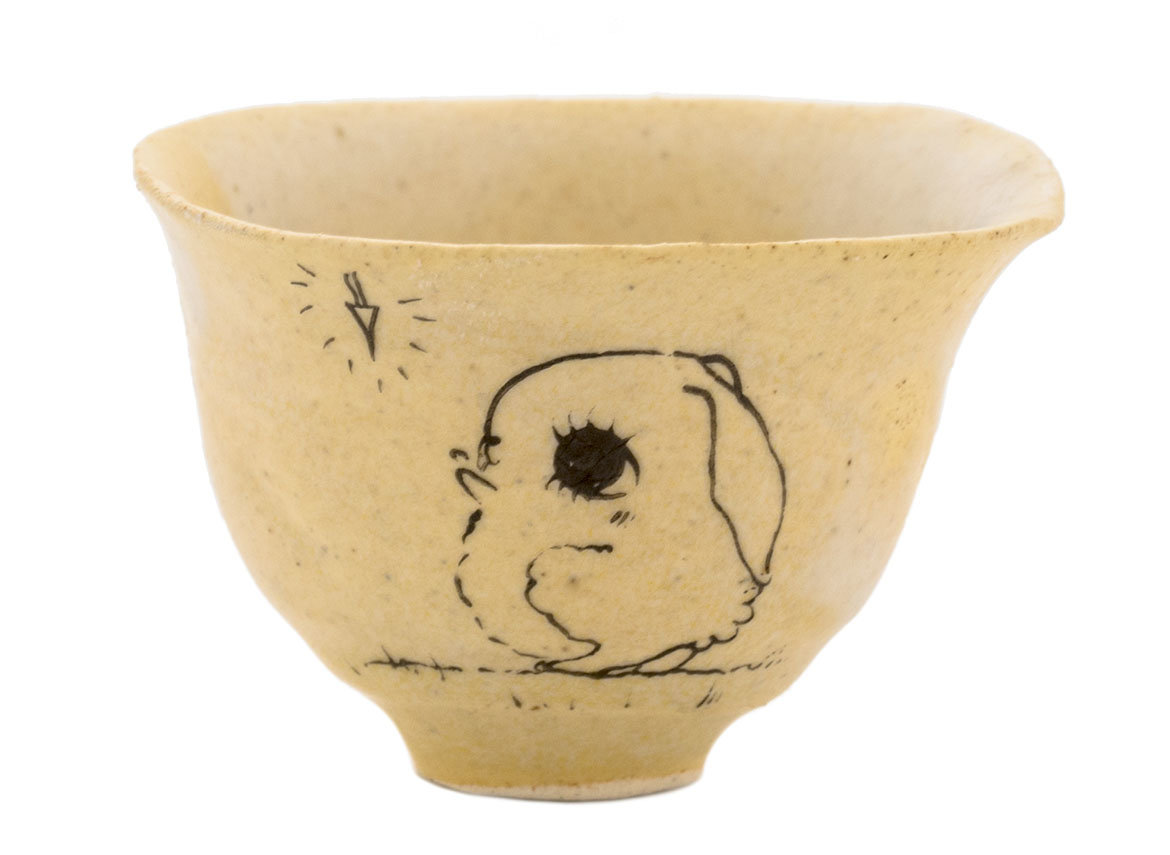 Cup handmade Moychay # 42226, 'Carrot', series of 'Sunny bunnies', ceramic/hand painting, 74 ml.
