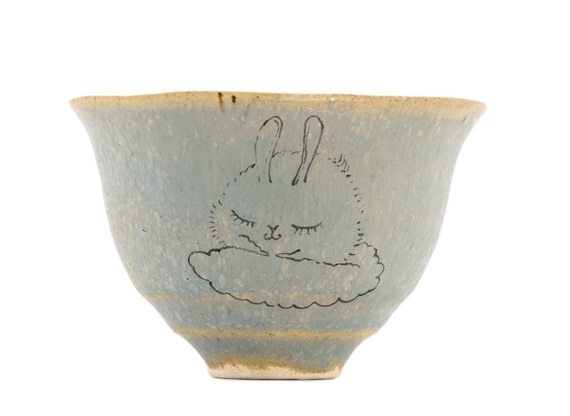 Cup handmade Moychay # 42227, 'Fluffy', series of 'Sunny bunnies', ceramic/hand painting, 74 ml.