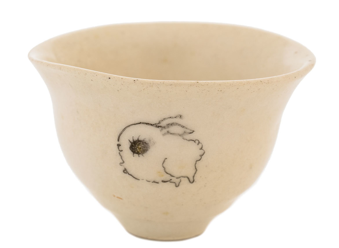 Cup handmade Moychay # 42231, 'Flight', series of 'Sunny bunnies', ceramic/hand painting, 74 ml.