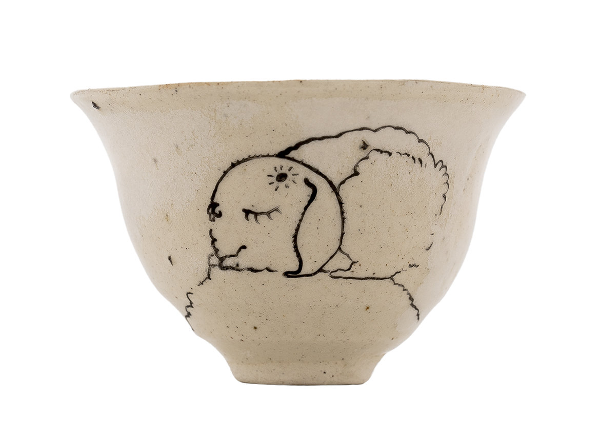 Cup handmade Moychay # 42232, 'Meditation', series of 'Sunny bunnies', ceramic/hand painting, 74 ml.
