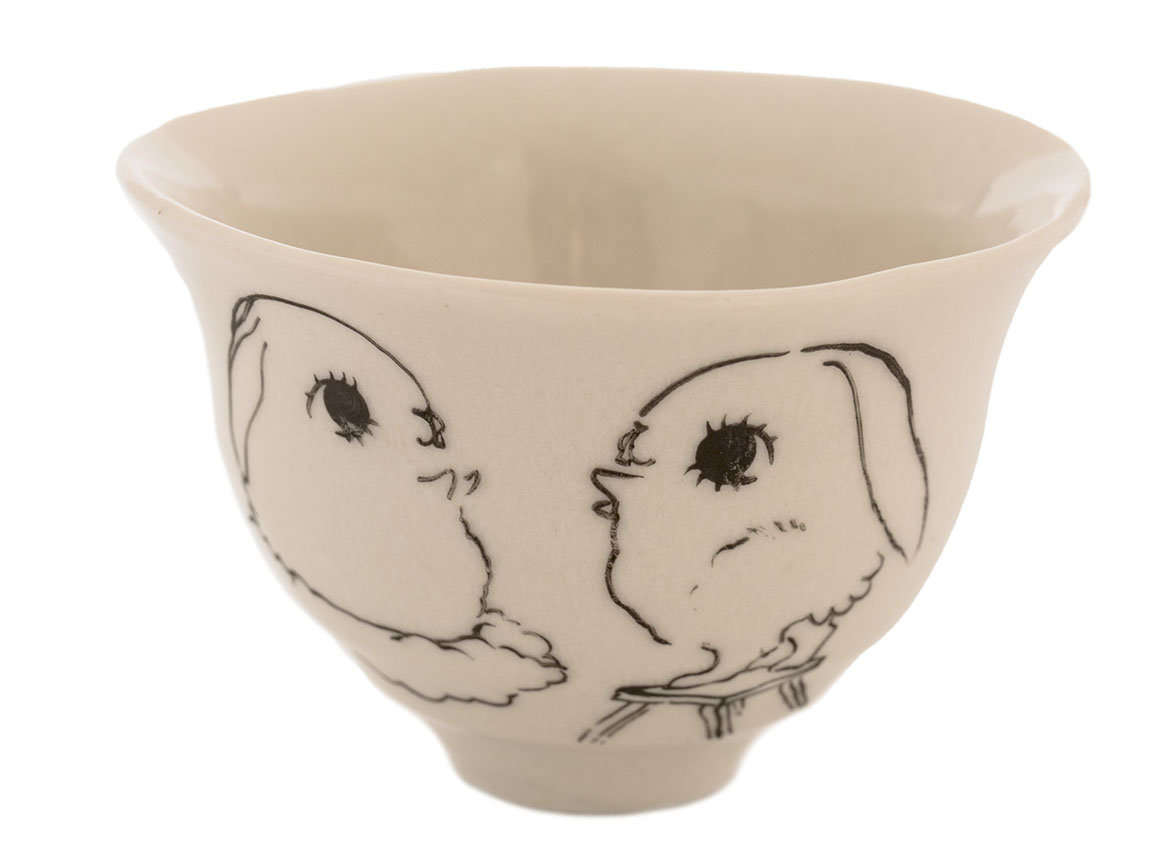 Cup handmade Moychay # 42236, 'Best friends', series of 'Sunny bunnies', ceramic/hand painting, 74 ml.