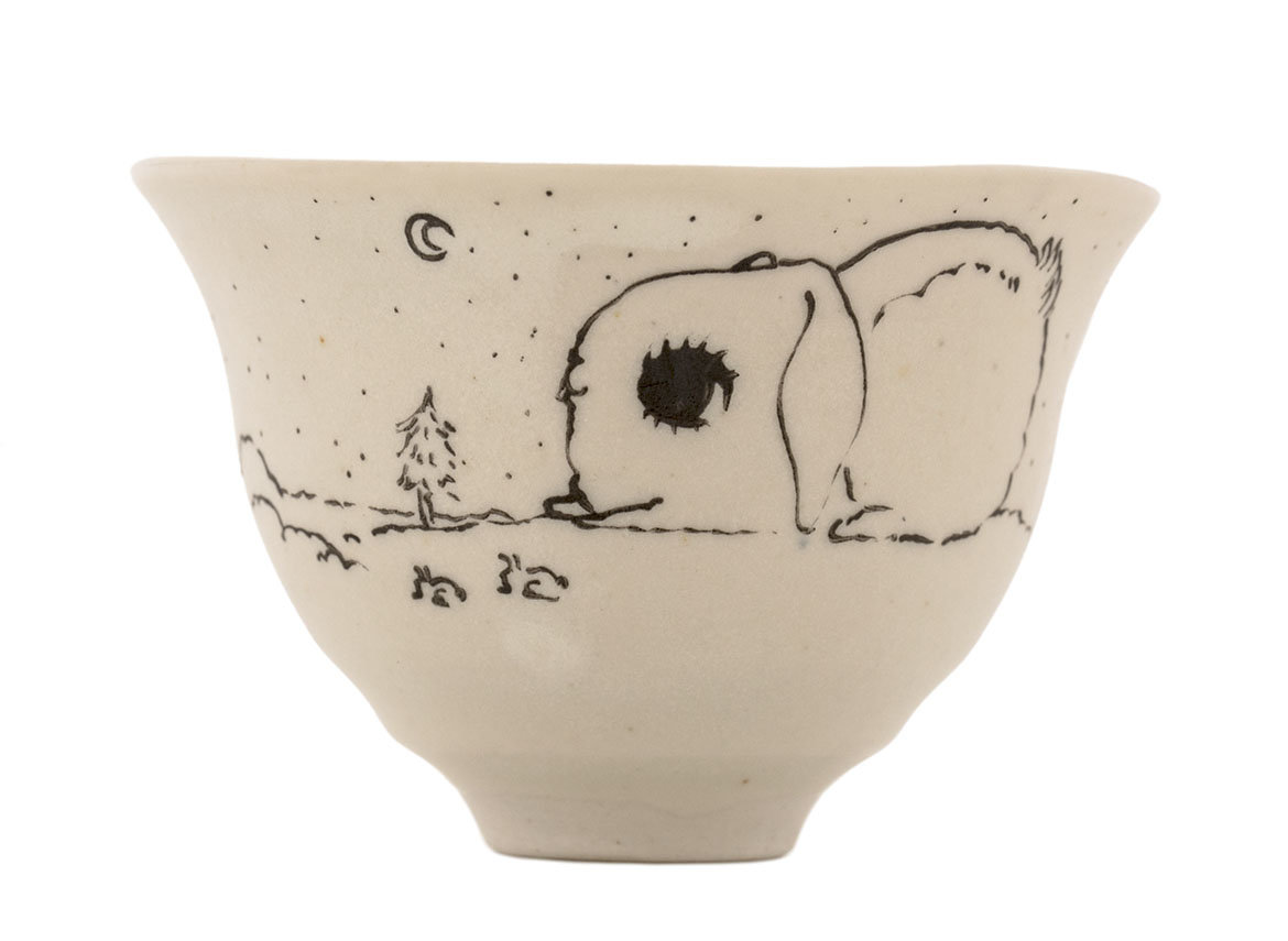 Cup handmade Moychay # 42238, 'Night', series of 'Sunny bunnies', ceramic/hand painting, 74 ml.