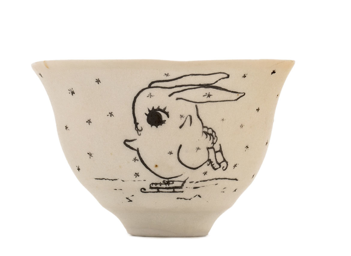 Cup handmade Moychay # 42240, 'Holidays', series of 'Sunny bunnies', ceramic/hand painting, 74 ml.