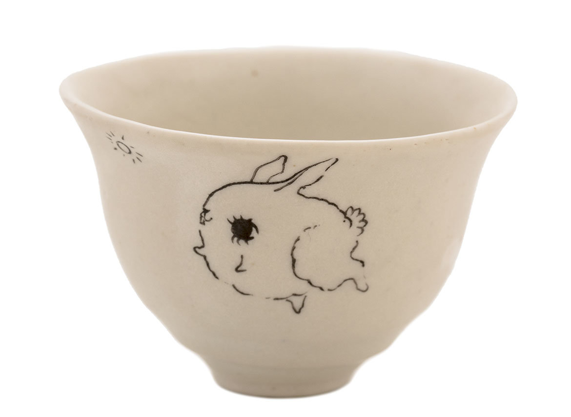 Cup handmade Moychay # 42242, 'Sunny bunny', series of 'Sunny bunnies', ceramic/hand painting, 74 ml.